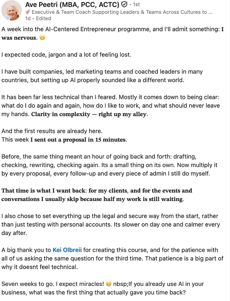 Ave Peetri postitus LinkedInis